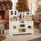 Beige Wooden Kids Kitchen Play set with 14 Accessories for Ages 3+